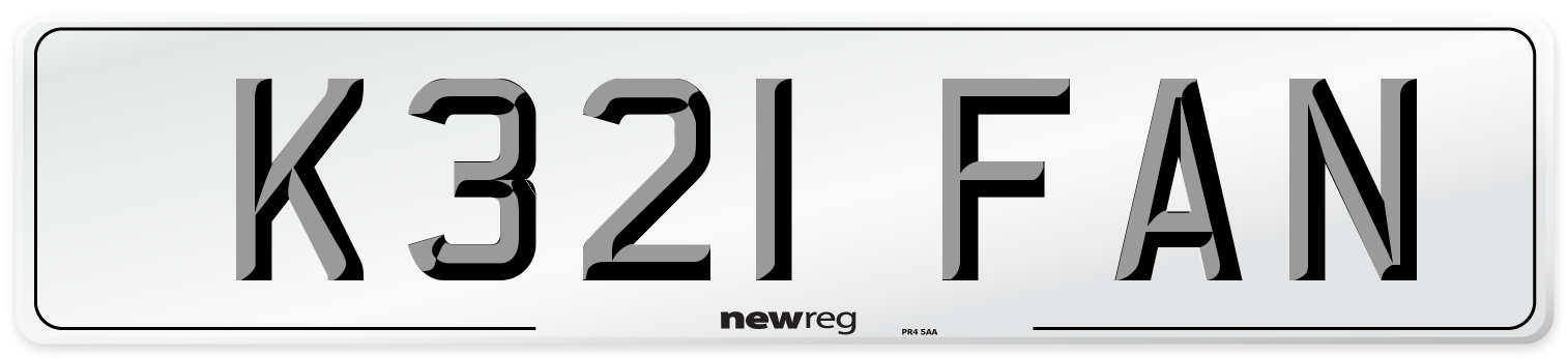 K321 FAN Number Plate from New Reg